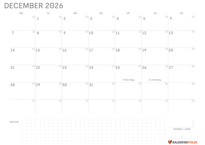 Preview Kalender december met Notes