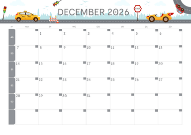 Lege Kalender dezember 2026 mit Notizen