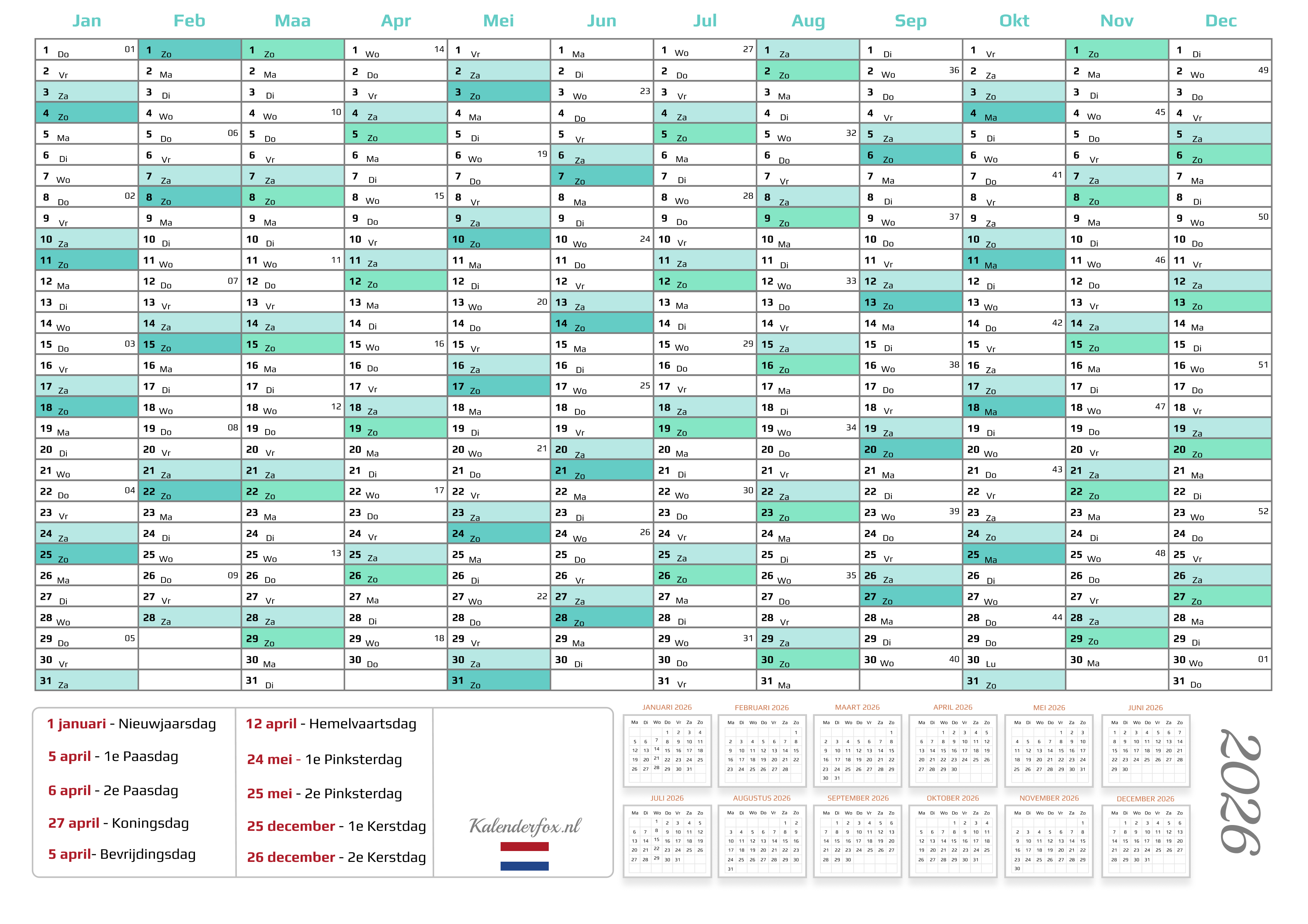 Jaarkalender 2026 Modern