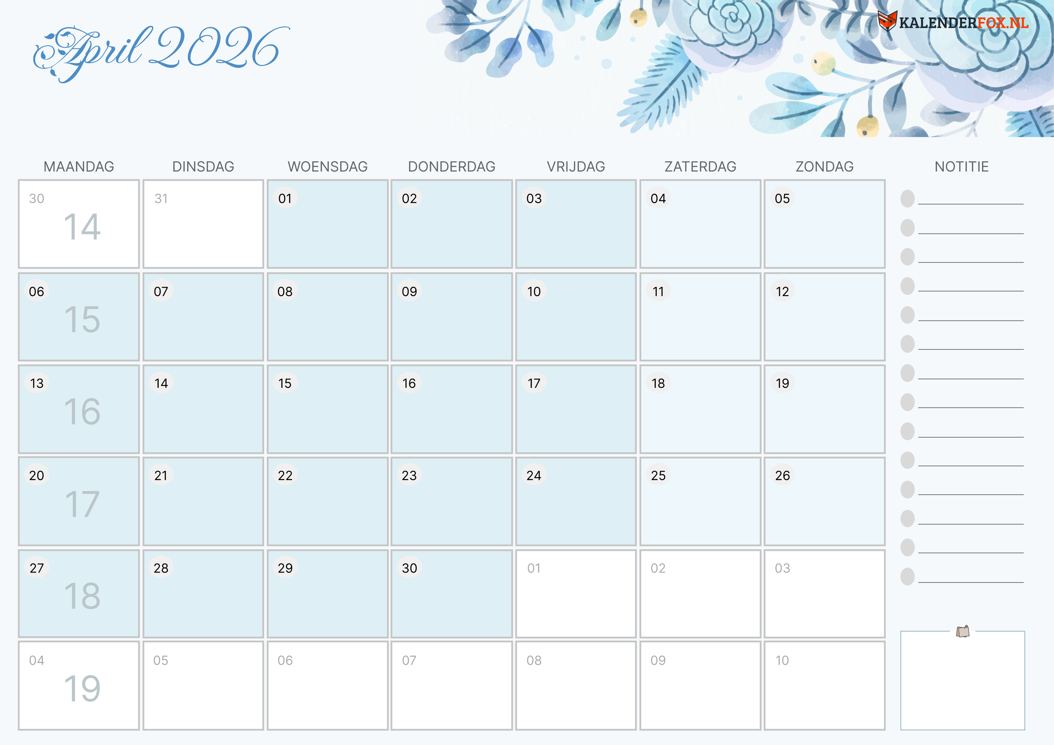 Kalender April 2026
