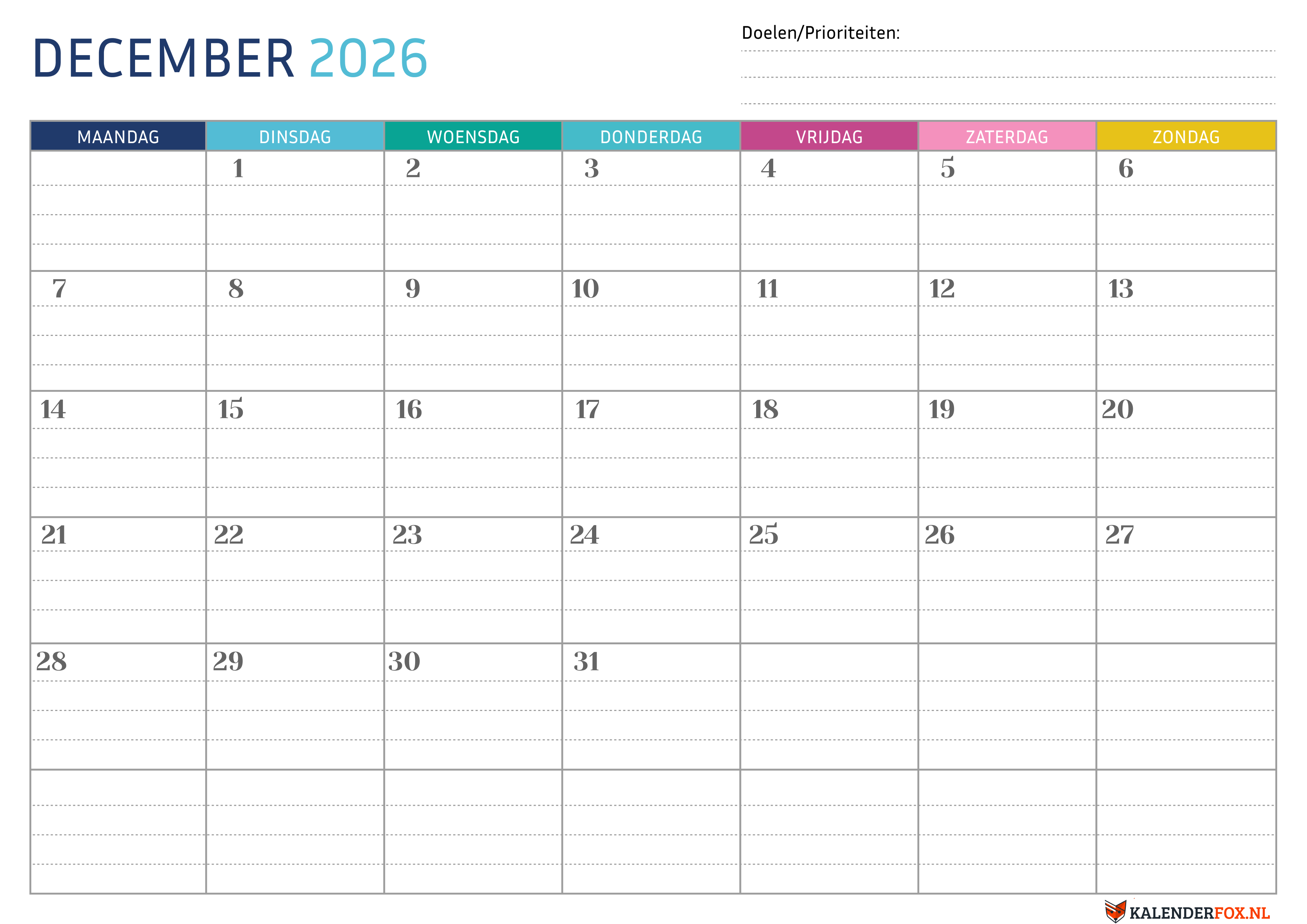 Kalender December 2026